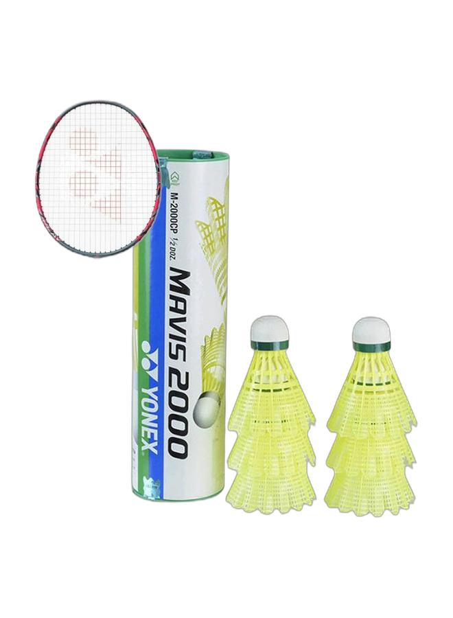 Yonex Arcsaber 11 Play Grayish Pearl 4Ug5 + Mavis 2000 Green Cap Slow Badminton Shuttlecock 6 Pack, Yellow Pack - Image 1