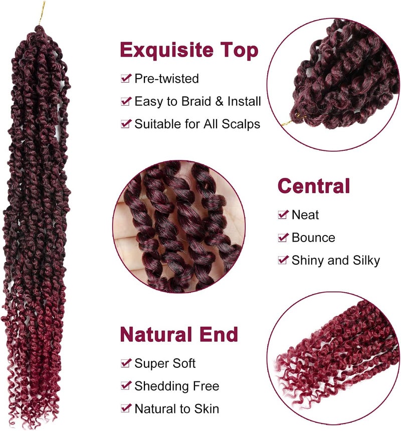 NAYOO Passion Twist Hair - 8 Packs 22 Inch Passion Twist Crochet Hair For Women, Crochet Pretwisted Curly Hair Passion Twists Synthetic Braiding Hair Extensions (22 Inch 8 Packs, TBUG) - Image 3