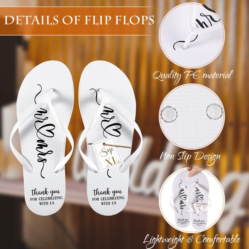 Breathffy 24 Pairs Wedding Flip Flops Bulk Slippers Flip Flops Women Wedding Sandals with Size Cards Drawstring Bags (White) - Image 4