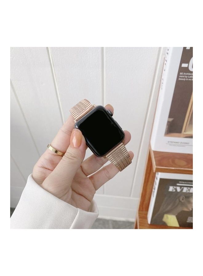 NIBEMINENT Buckle Style Replacement Watchband For Apple Watch Series 7 41mm/6 & SE 5 4 40mm/3 2 1 38mm Rose Gold  - Image 3