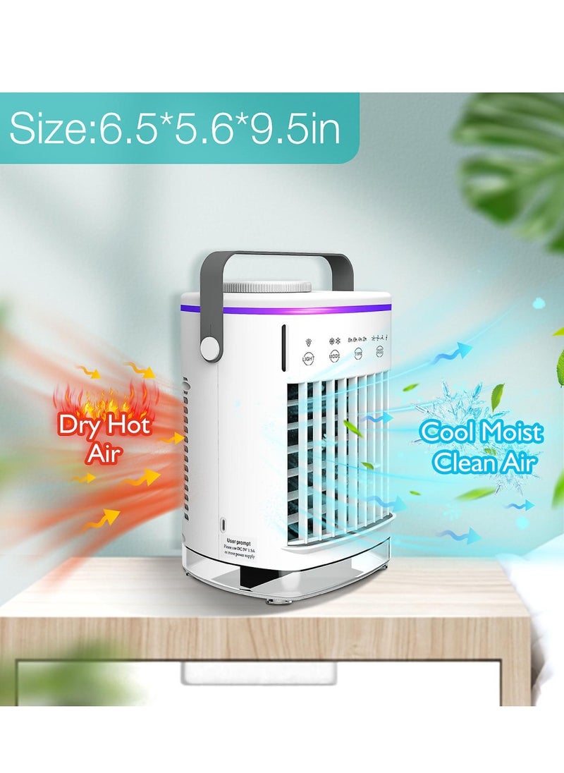 DIGI CORE Portable Air Conditioner Mini Cooler 3 IN 1 Personal Air Conditioner Cooling Fan With 3 Wind Speed 3 Cool Air Spray Small Desktop Humidifier Fan For Room Office Camping House And Outdoor Use  - Image 3