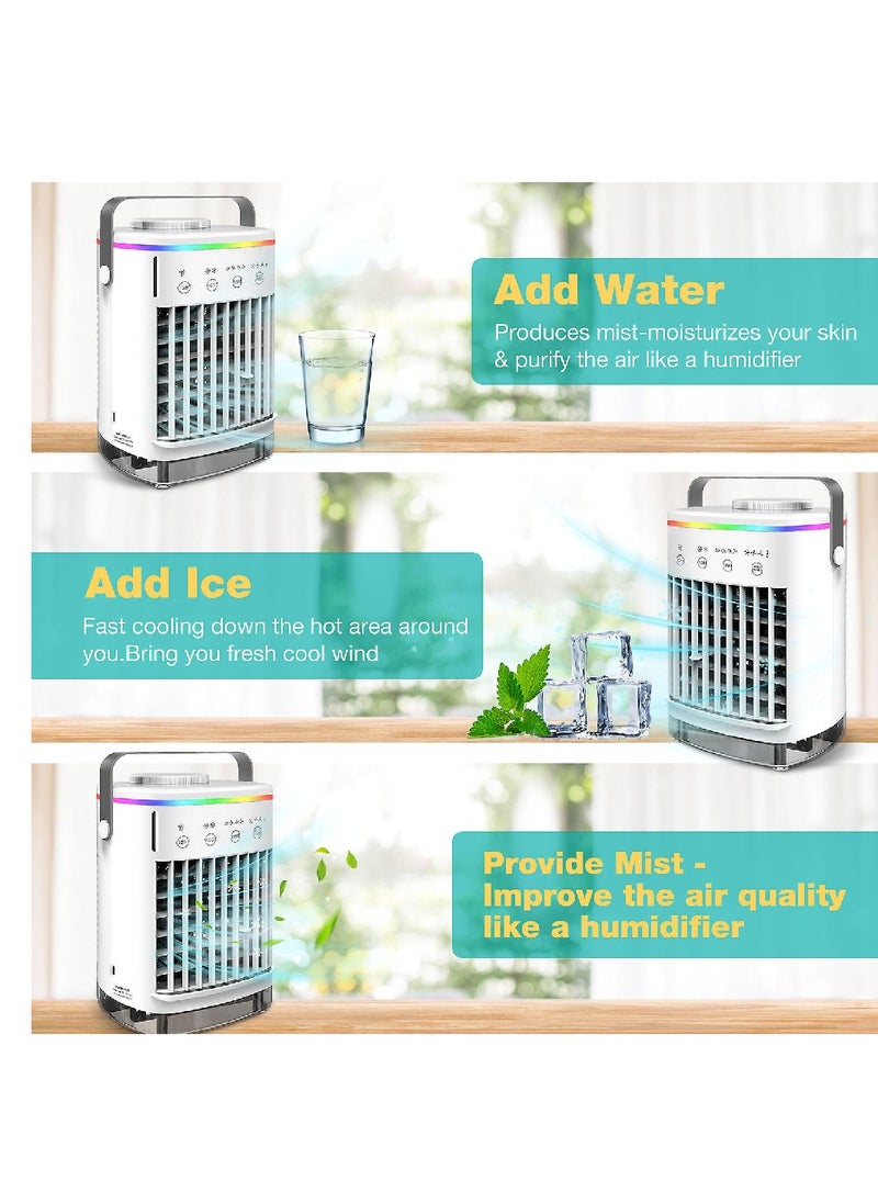 DIGI CORE Portable Air Conditioner Mini Cooler 3 IN 1 Personal Air Conditioner Cooling Fan With 3 Wind Speed 3 Cool Air Spray Small Desktop Humidifier Fan For Room Office Camping House And Outdoor Use  - Image 5