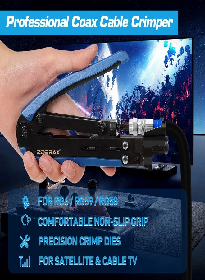 ZOERAX Coax Cable Crimper Tool Kit with Wire Stripper and 20PCS F Connectors - Coax Compression Tool for RG6, RG59, RG11 Coaxial Cables for TV, Internet, Satellite Installations & Home Networking - Image 5