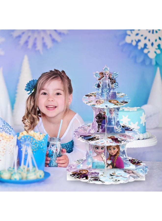 Party Frozen, Birthday Party, Cake Stand, Paper Dessert Table, Three-Tier Cake, Tower, Princess Party, Decorations - Image 5