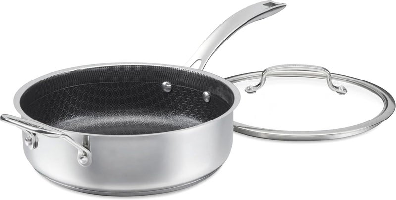 Cuisinart أواني الطهي غير اللاصقة من FusionPlus من الفولاذ المقاوم للصدأ، مقلاة سوتيه سعة 3.5 لتر مع غطاء ومقبض مساعد، تقنية PURELYSEAR الخزفية غير اللاصقة خالية من PFAS، مقاومة للخدش، مقابض باردة، آمنة في غسالة الصحون - Image 1