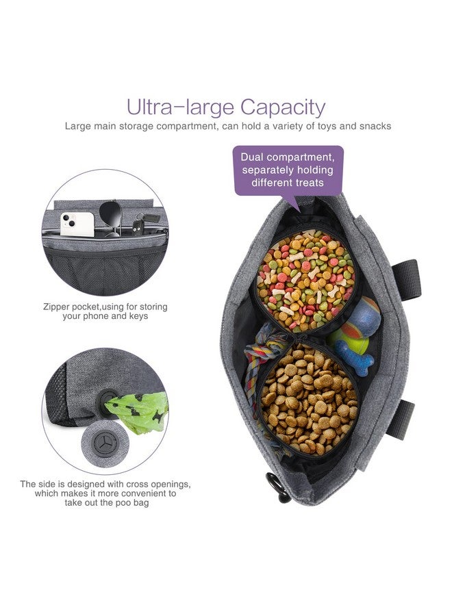 ORIA Dog Treat Training Pouch, Portable Dog Treat Bag for Pets, Removable Inner Pocket, Built-in Poop Bag Dispenser - Image 3