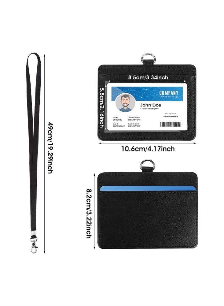 SENDEFN PU Leather ID Badge Card Holder with Lanyard, 2 Card Slot ID Badge Holder with Detachable Neck Lanyard Strap and Retractable Badge Reel ID Card Holders Set for Teacher Nurse Employees School Office Supplies (Horizontal) - Image 5