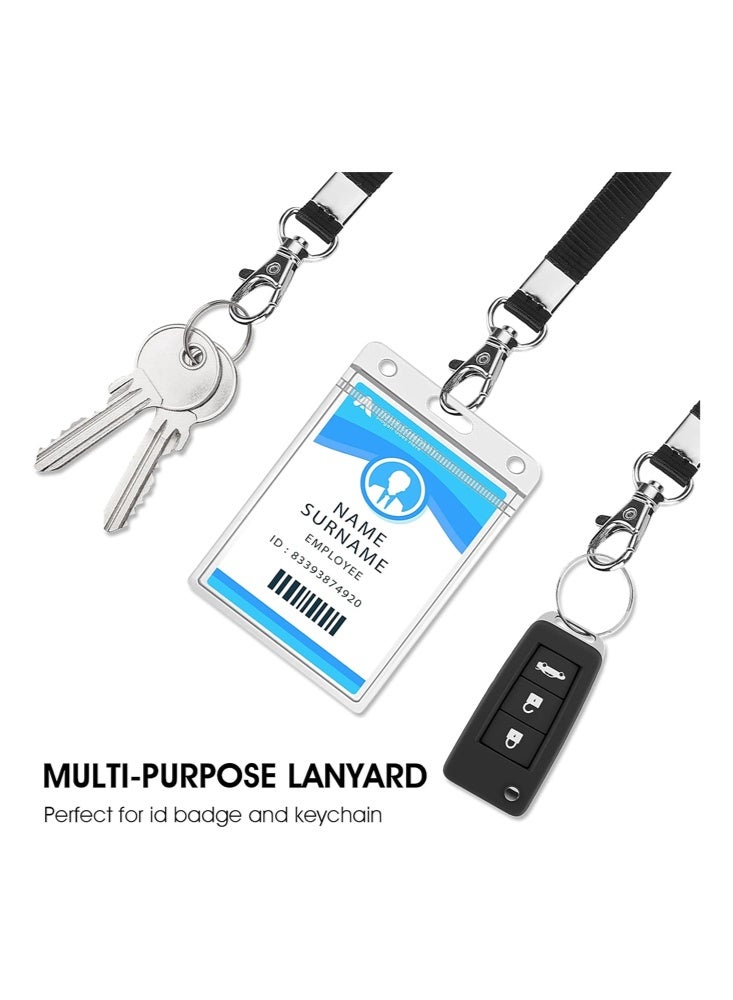 SENDEFN PU Leather ID Badge Card Holder with Lanyard, 2 Card Slot ID Badge Holder with Detachable Neck Lanyard Strap and Retractable Badge Reel ID Card Holders Set for Teacher Nurse Employees School Office Supplies (Horizontal) - Image 4