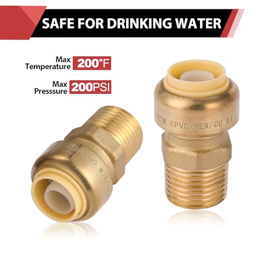 EFIELD (Pack of 2) EFIELD 1/2 Inch x 1/2 Male Adapter Push to Connect Pex Copper, CPVC with a Disconnect Clip,(PF018) - Image 4