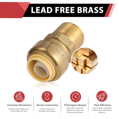 EFIELD (Pack of 2) EFIELD 1/2 Inch x 1/2 Male Adapter Push to Connect Pex Copper, CPVC with a Disconnect Clip,(PF018) - Image 3