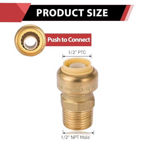 EFIELD (Pack of 2) EFIELD 1/2 Inch x 1/2 Male Adapter Push to Connect Pex Copper, CPVC with a Disconnect Clip,(PF018) - Image 2