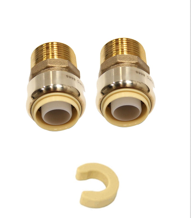 EFIELD (Pack of 2) EFIELD 1/2 Inch x 1/2 Male Adapter Push to Connect Pex Copper, CPVC with a Disconnect Clip,(PF018) - Image 1