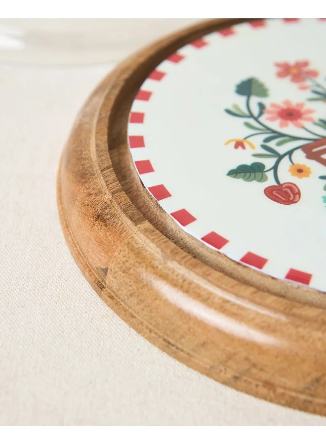 Chumbak Hangul Wooden Cake Cloche, 8" dia | Kashmir Trails