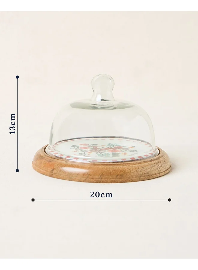 Chumbak Hangul Wooden Cake Cloche, 8" dia | Kashmir Trails