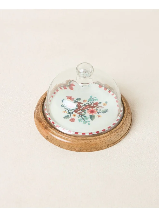 Chumbak Hangul Wooden Cake Cloche, 8" dia | Kashmir Trails