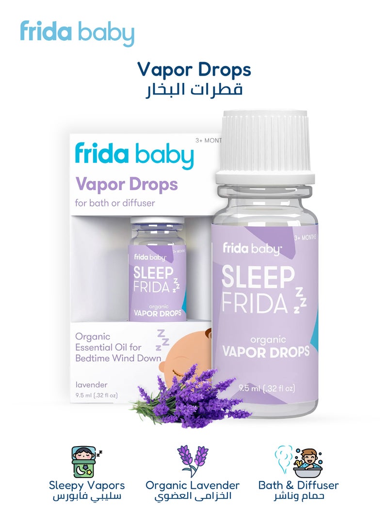 fridababy Sleep Frida Vapor Drops - Organic Lavender Essential Oil for Bath & Diffuser, Soothing Calming Vapors for Baby Relaxation & Bedtime, 9.5ml - Image 1