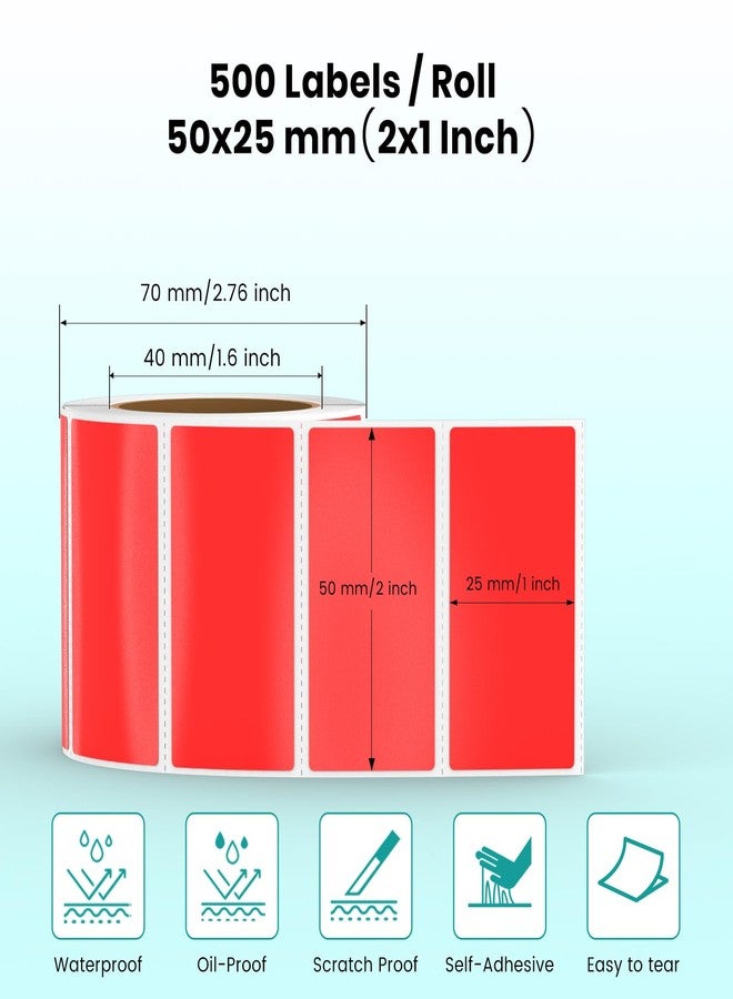 YIKIADA Red Thermal Labels 1 × 2 Inch Waterproof Vinyl Stickers 500 PCS - Image 3