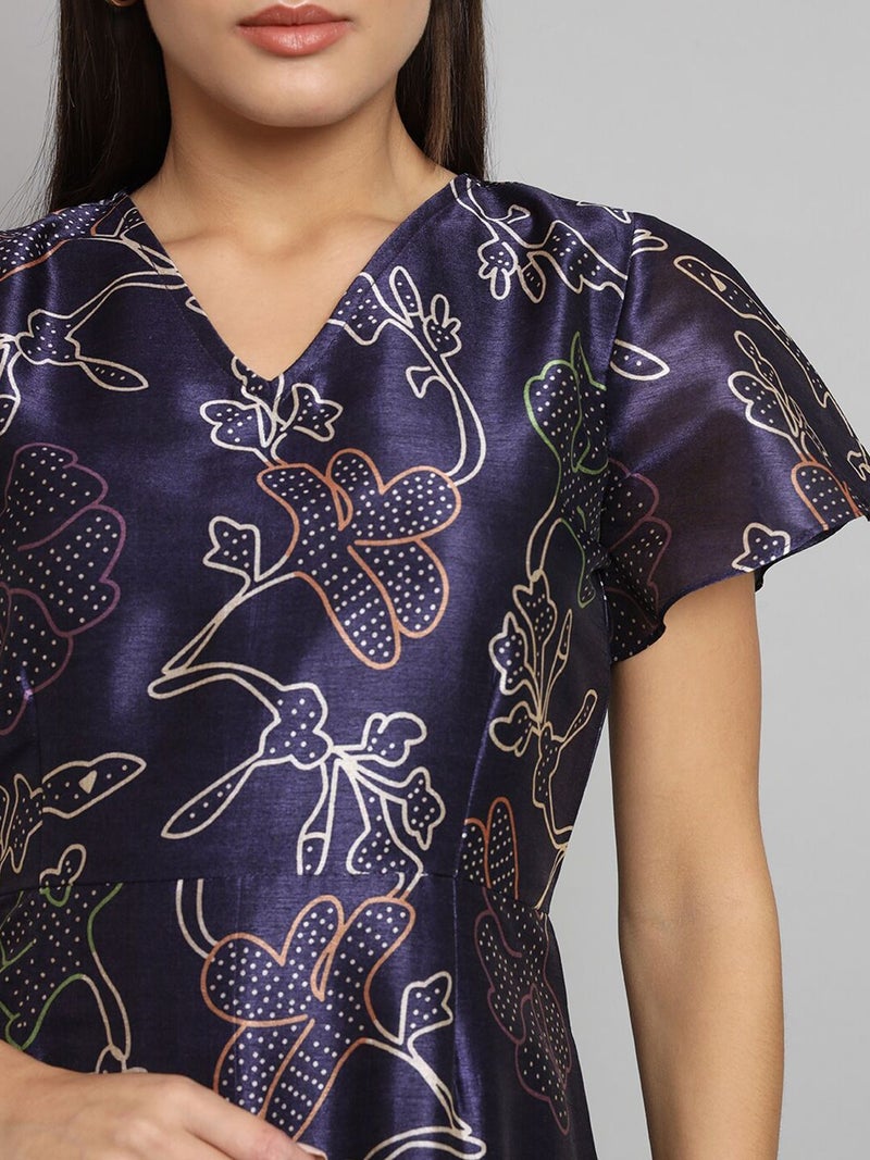 Powersutra Printed Silk A-Line Dress for Women - Image 2