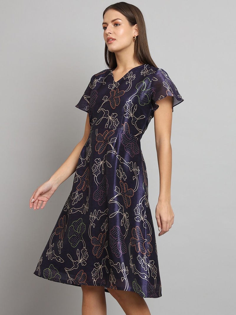 Powersutra Printed Silk A-Line Dress for Women - Image 5