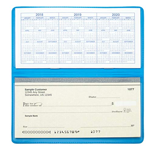 CAROUSELCHECKS Sky Blue Vinyl Checkbook Cover, Top Tear Personal Vinyl Checkbook Cover - Image 2