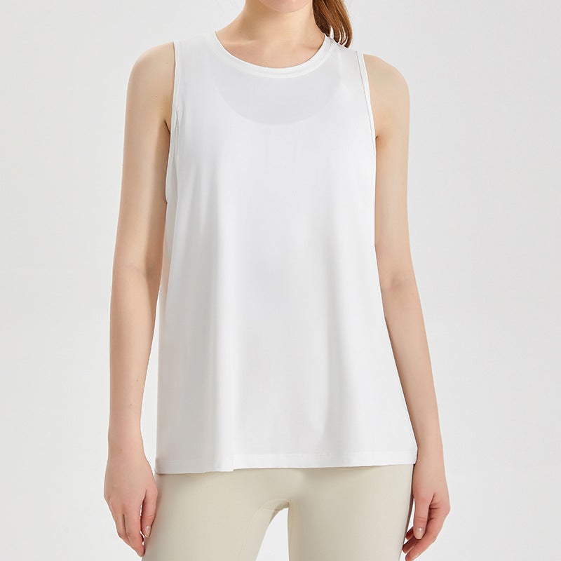 Womens Summer Sleeveless Ice-Silk Sports Tank Top DX-150 cloud latent white 