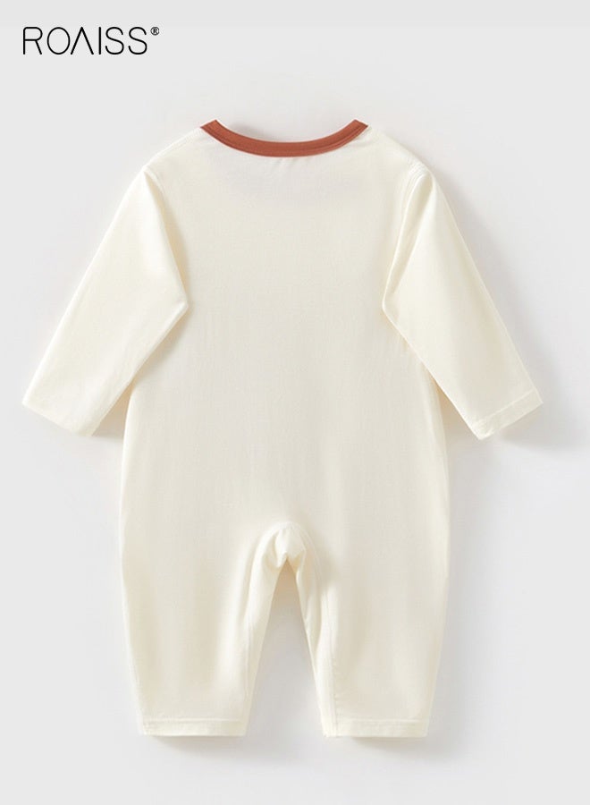 رويس أفرول قطعة واحدة للأطفال، بذلات مريحة للبشرة للأطفال، بيجامات للأطفال من الجنسين بأزرار وأشكال رائعة، بيجامات بأكمام طويلة للأطفال الرضع، ملابس نوم قابلة للتنفس للأطفال حديثي الولادة، مناسبة للارتداء اليومي - Image 4