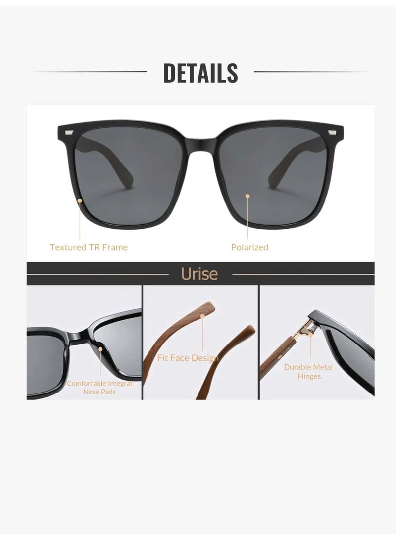 Urise Sunglasses for Men Women Polarized with Handmade Natural Wood Frames UV400 - Image 5