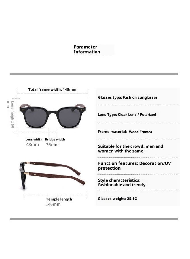 Urise Sunglasses for Men Women Polarized with Handmade Natural Wood Frames UV400 - Image 4