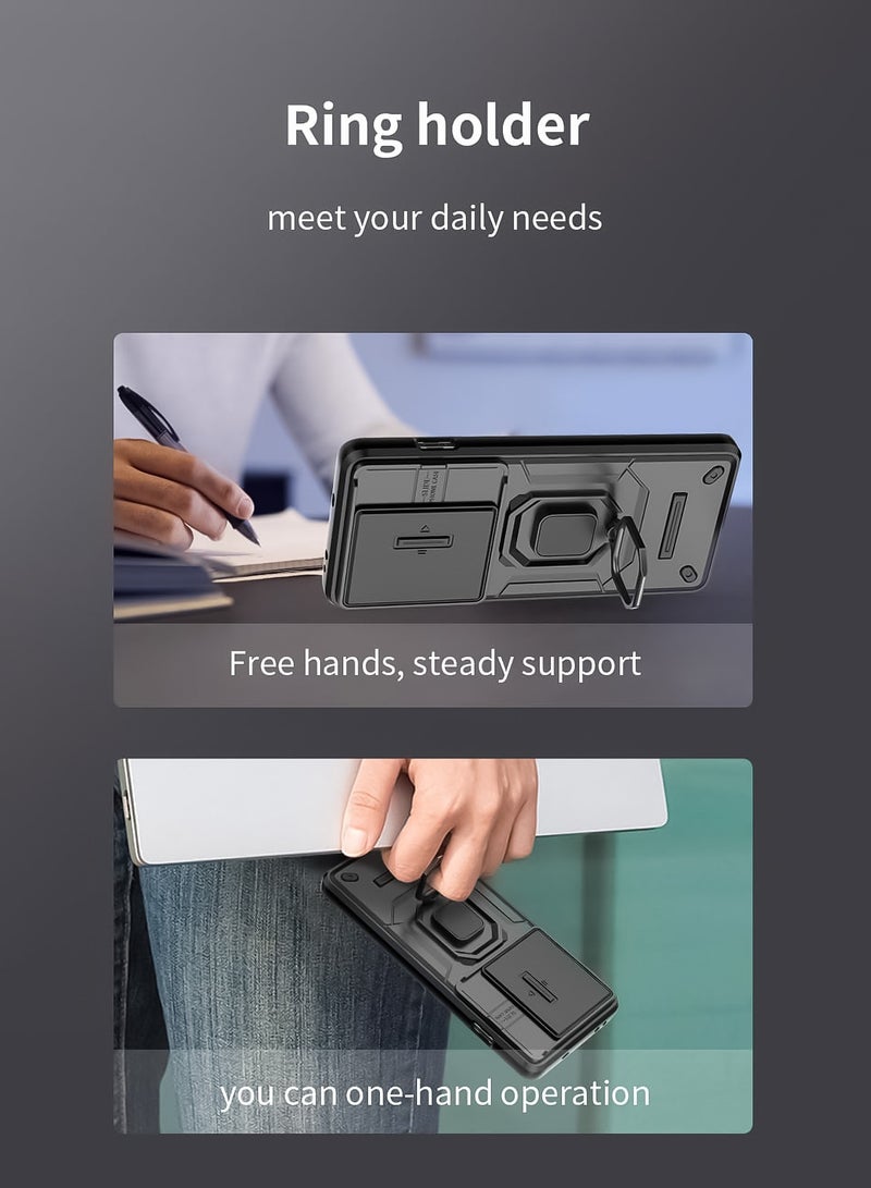 For Xiaomi Redmi Note 13 Pro 5G Case , Full Body Rugged Armor Shockproof Back Cover, Camera Lens Protection Slide Cover Phone Case, Metal Ring Stand Mobile Phone Casing - Image 5
