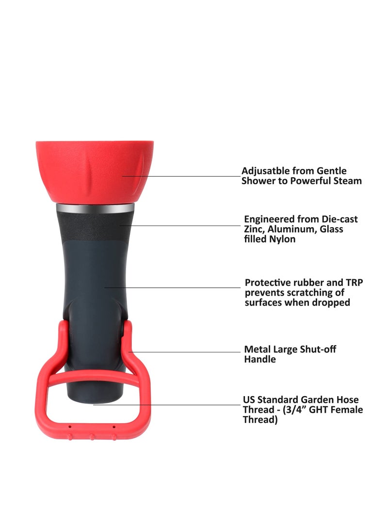 SYOSI - Fireman Style Garden Hose Nozzle, Professional Classic Fireman's Hose Nozzle, Heavy Duty Adjustable Twist Zinc Fireman's Nozzle With Large Shut-off Handle, Up to 250 PSI, Made of Die-cast Zinc - Image 1