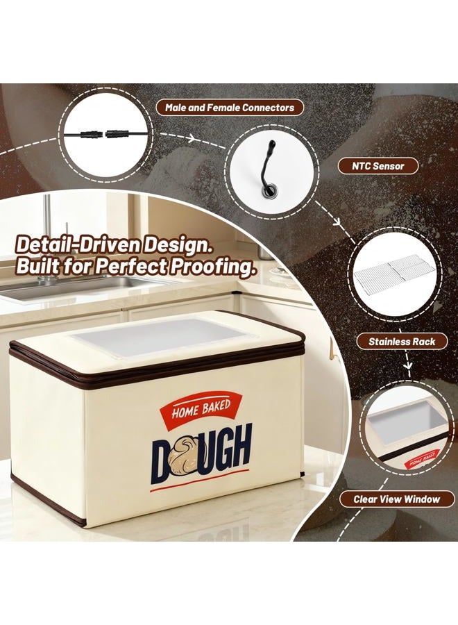 BLUBYEES Upgraded Folding Bread Proofing Box with 3-Sided Heating, Built-in NTC Sensor & Precise 68-104°F Temp Control, 48H Timer, Metal Rack –Family-Size Dough Proofer for 2 Loaves, Sourdough & Pizza - Image 4
