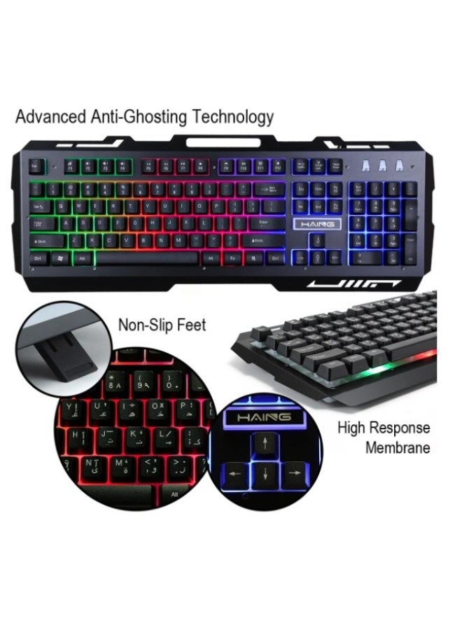 Haing مجموعة لوحة مفاتيح وفأرة ألعاب USB وسماعة وسادة فأرة 4 في 1 - Image 4