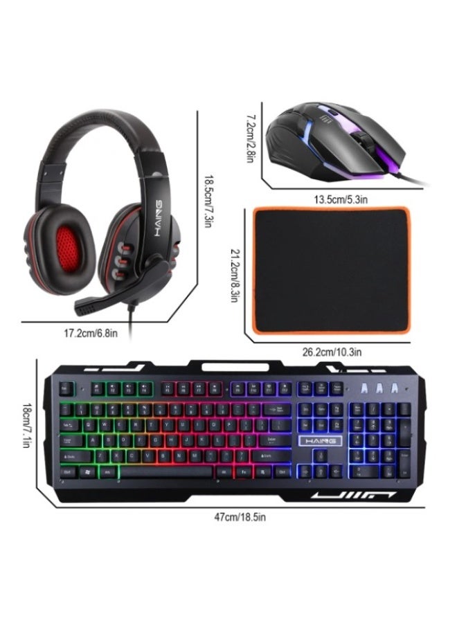 Haing مجموعة لوحة مفاتيح وفأرة ألعاب USB وسماعة وسادة فأرة 4 في 1 - Image 2