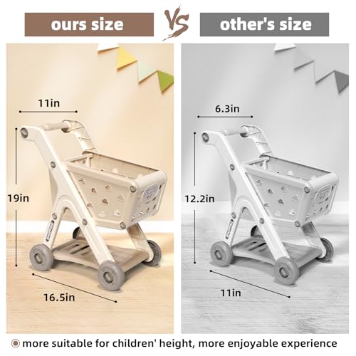 Jovow 102pcs Kids Shopping Cart Trolley Play Set with Pretend Food and AccessoriesPerfect for Ages 3 Pretend Play and RolePlaying GamesKhaki - Image 5