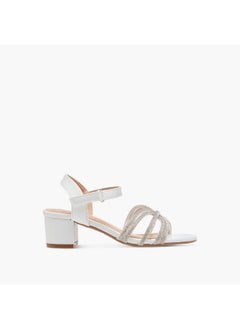 Flora Bella By Shoexpress Girls Embellished Block Heel Sandals with Hook and Loop Closure  - Image 3