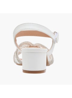Flora Bella By Shoexpress Girls Embellished Block Heel Sandals with Hook and Loop Closure  - Image 5