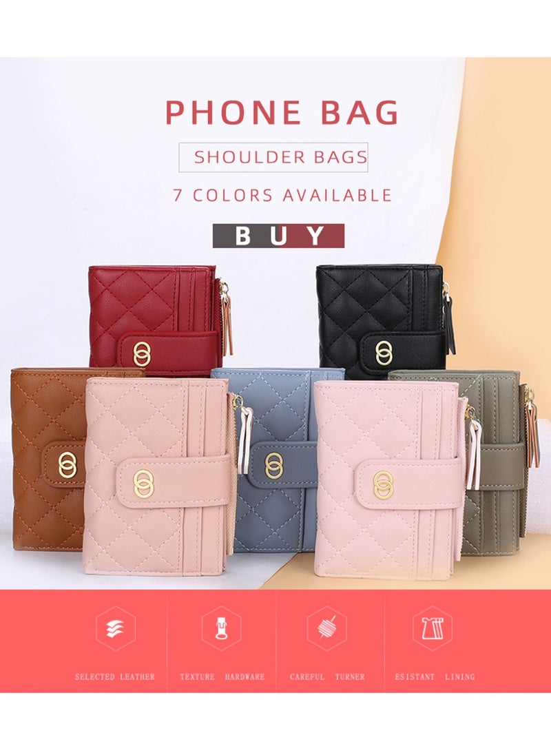 Rock Pow Small Wallets for Women Slim Bifold Credit Card Holder Minimalist Zipper Coin Pocket  - Image 3