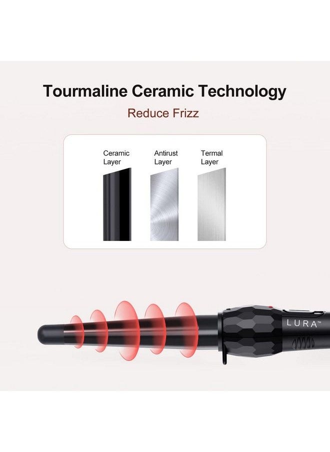 LURA - Ceramic Tourmaline Coating Curling Wand 3/41 1/4 Inch Barrel Hair Curler With 2 Heat Setting (320/410℉) Suitable For All Hair Types - Image 1