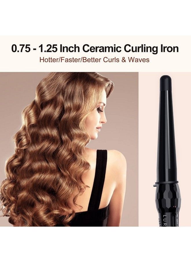 LURA - Ceramic Tourmaline Coating Curling Wand 3/41 1/4 Inch Barrel Hair Curler With 2 Heat Setting (320/410℉) Suitable For All Hair Types - Image 1