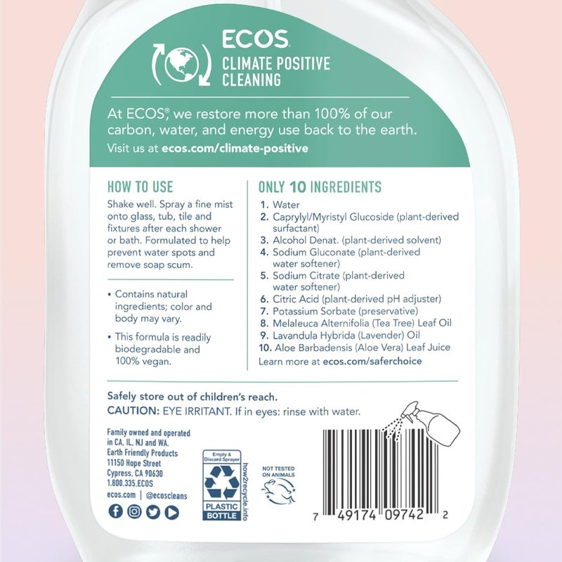 ECOS , Earth Friendly Products Shower Cleaner with Tea Tree Oil, 22 Fl Oz (Pack of 2) - Image 5