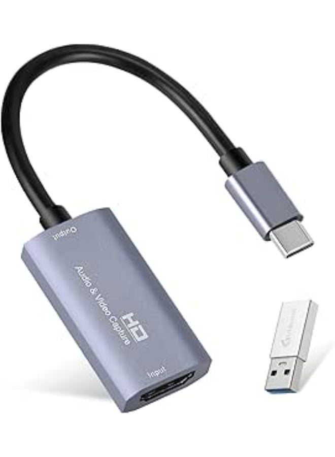 بطاقة التقاط فيديو وصوت USB 3.0 HDMI إلى USB-C بدقة 4K مع تسجيل 1080 بكسل بسرعة 60 إطار في الثانية لبث الألعاب وتسجيل الفيديو، متوافقة مع أجهزة متعددة - Image 1