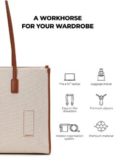 Mokobara MOKOBARA The Skye Tote Bag | Fits upto 14" Laptop | Lightweight | Perfect for Work and Daily Use | Laptop Sleeve | Organizational Pocket | Office Bag for Women (Coconut Cream 2.0)  - Image 5