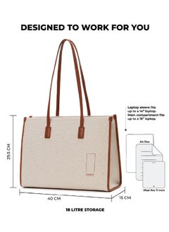 Mokobara MOKOBARA The Skye Tote Bag | Fits upto 14" Laptop | Lightweight | Perfect for Work and Daily Use | Laptop Sleeve | Organizational Pocket | Office Bag for Women (Coconut Cream 2.0)  - Image 4