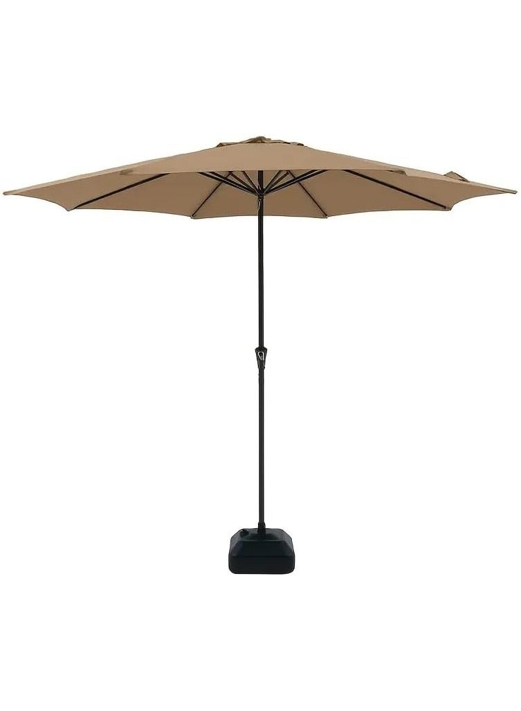 MOMENT 2.7M Patio Umbrella with Adjustable Stand and Cross Base Water Tank, Outdoor Large Umbrella Windproof Offset Hanging Tilt Fade resistant Umbrella For Garden Deck Pool Lawn Backyard, Brown - Image 1