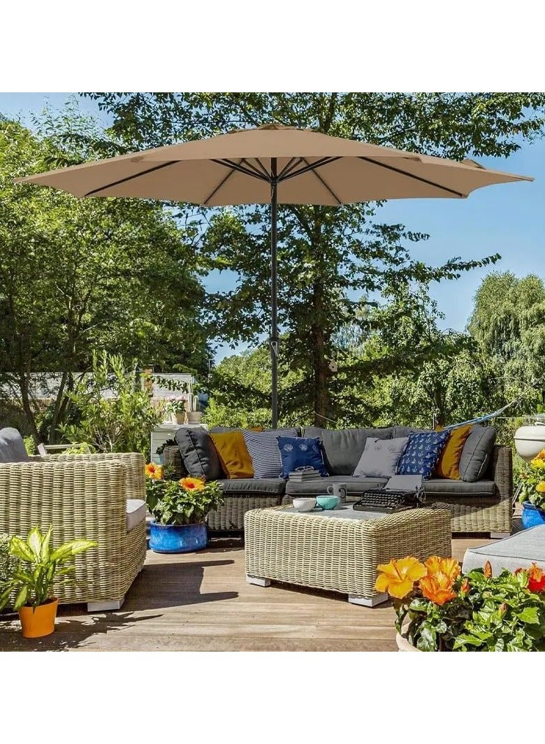 MOMENT 2.7M Patio Umbrella with Adjustable Stand and Cross Base Water Tank, Outdoor Large Umbrella Windproof Offset Hanging Tilt Fade resistant Umbrella For Garden Deck Pool Lawn Backyard, Brown - Image 2