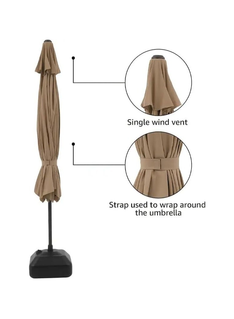 MOMENT 2.7M Patio Umbrella with Adjustable Stand and Cross Base Water Tank, Outdoor Large Umbrella Windproof Offset Hanging Tilt Fade resistant Umbrella For Garden Deck Pool Lawn Backyard, Brown - Image 3