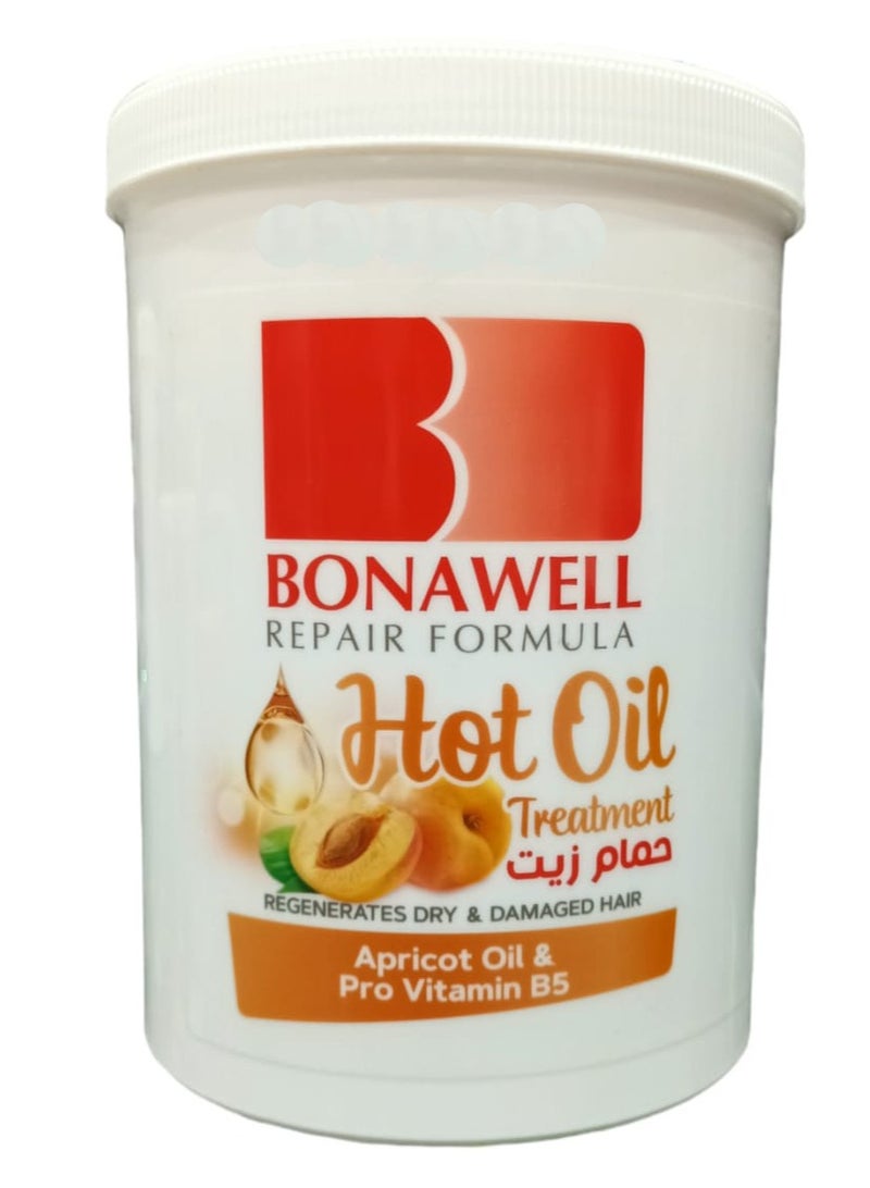 Bonawell Oil Bath 810 ml for dry and Damaged Hair With Apricot Oil and Pro Vitamin B5 for Freshness and Radiant Shine