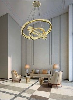 ماركة غير محددة ثريا علاقي ذهبي شكل حلق مودرن ثلاث اضاءات قطر 60 -40-25  - Image 5