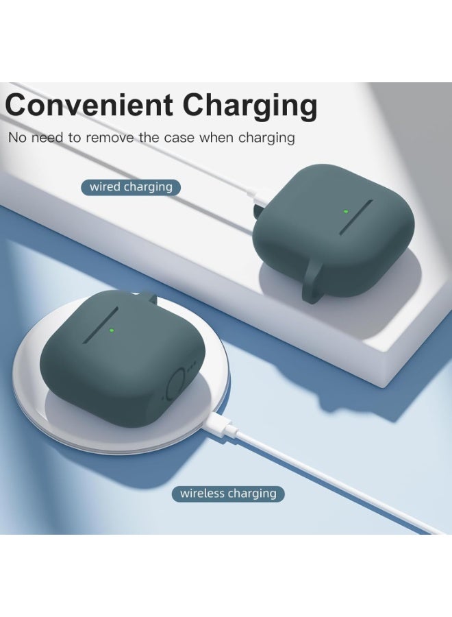 Compatible with AirPods 4 Case (2024) – Soft Silicone Shockproof Full Protective Cover with Keychain, Durable Anti-Scratch Case for Apple AirPods 4th Generation for Women and Men (Pine Green) - Image 4