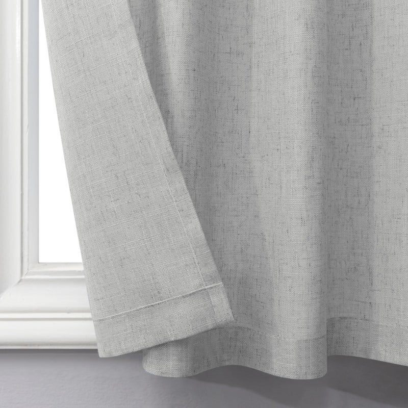 Pitalk Light Grey Kitchen Curtains 24 Inch Length 2 Panels Back Tab Pocket Natural Linen Light Filtering Sheer Short Curtains for Small Windows Opaque Privacy Tier Curtains for Bedroom Living Room 30x24 Gray - Image 5